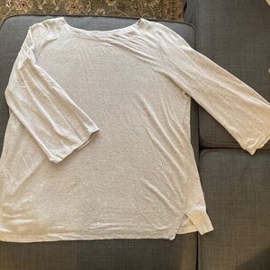 XLarge Eileen Fisher Striped 100% Organic Linen 3/4 Length Sleeve Soft Tunic